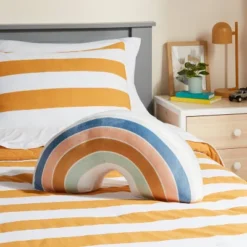 Pillowfort 36 Rainbow Weighted Plush Kids' Throw Pillow White/Blush - Pillowfort™