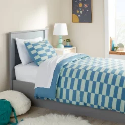 Checkers Kids' Duvet Cover Teal Blue - Pillowfortâ˘