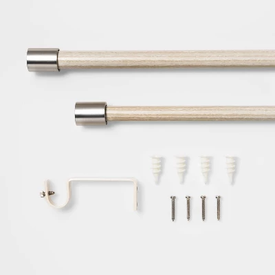 48 - 84" Brushed Nickel Finial Kids' Curtain Rod Natural Wood - Pillowfort™ 1 48 - 84" Brushed Nickel Finial Kids' Curtain Rod Natural Wood - Pillowfort™