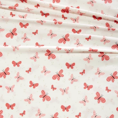 Butterfly Cotton Kids' Sheet Set Rose - Pillowfort™ 3 Butterfly Cotton Kids' Sheet Set Rose - Pillowfort™ - Image 3