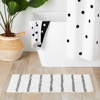 Striped Kids' Bath Rug Black & White - Pillowfort™ 1 Striped Kids' Bath Rug Black & White - Pillowfort™